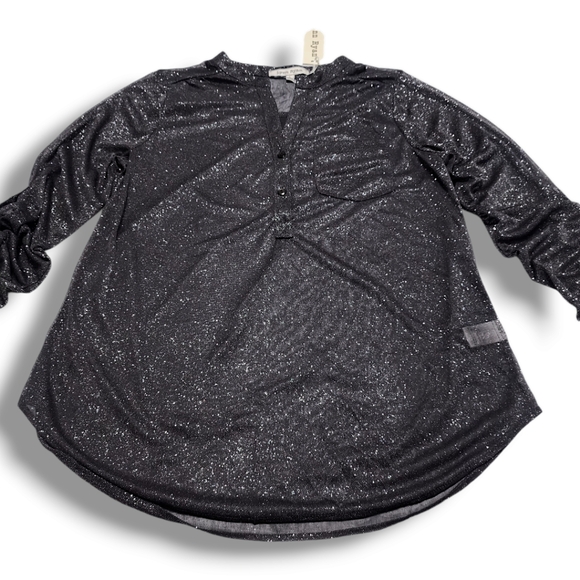 Lynn Ryan Sheer Black Blouse with Silver Glitter Size Large (L) Long Sleeve NWT - Picture 4 of 12